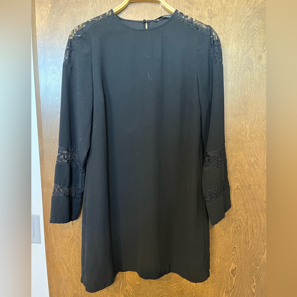 Zara Black Lace Sleeves and Shoulders Long Sleeve Dress - Woman’s XS